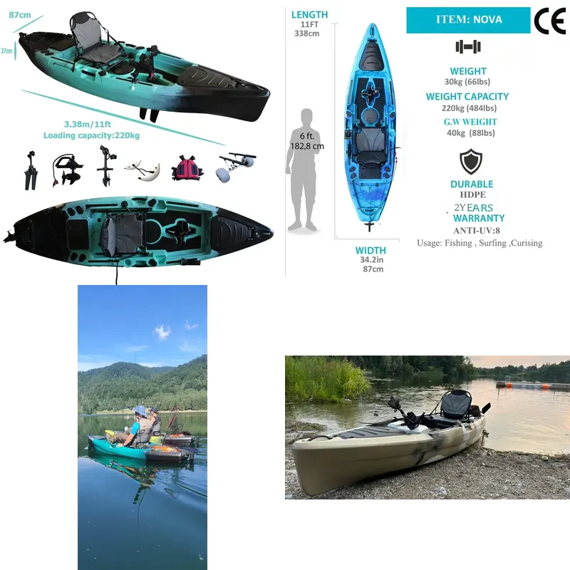 Fishing Kayak Pedal Drive - Рыболовный педальный каяк 11 футов из